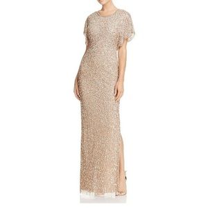 BRAND NEW! Adrianna Papell Beaded Gown with Flutter Sleeves. Women’s US size 6.